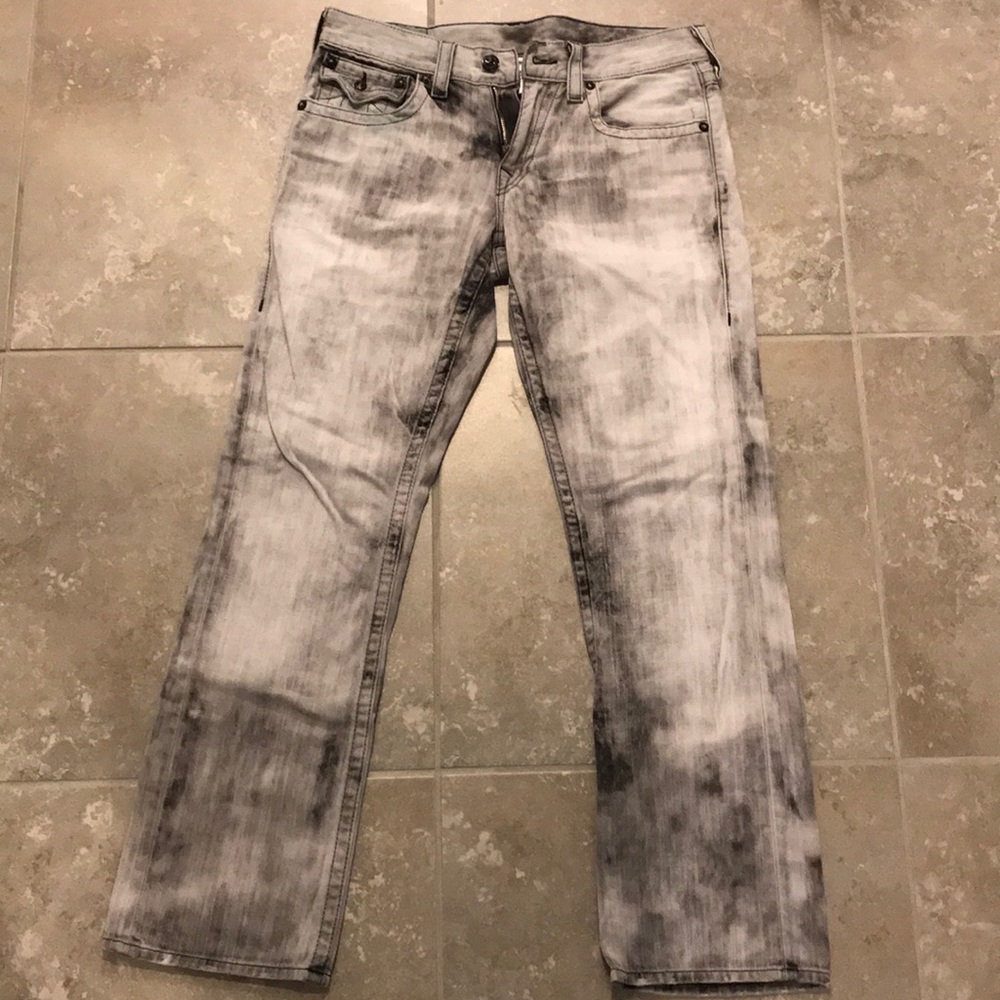 True religion gray acid wash jeans